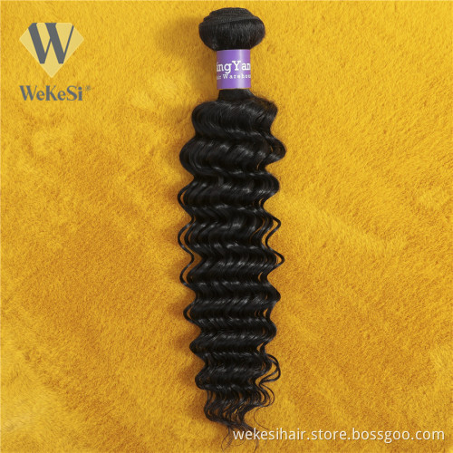 Wekesi 10A Grade Unprocessed Peruvian Hair Deep Wave Weft Virgin Peruvian Human Hair Bundles In China Overnight Shipping
